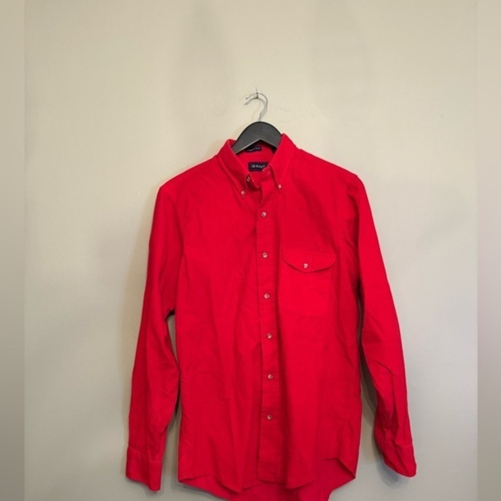 VTG GANT Pintail Corduroy Button Down Shirt Red Fine Wale Cotton Sz M